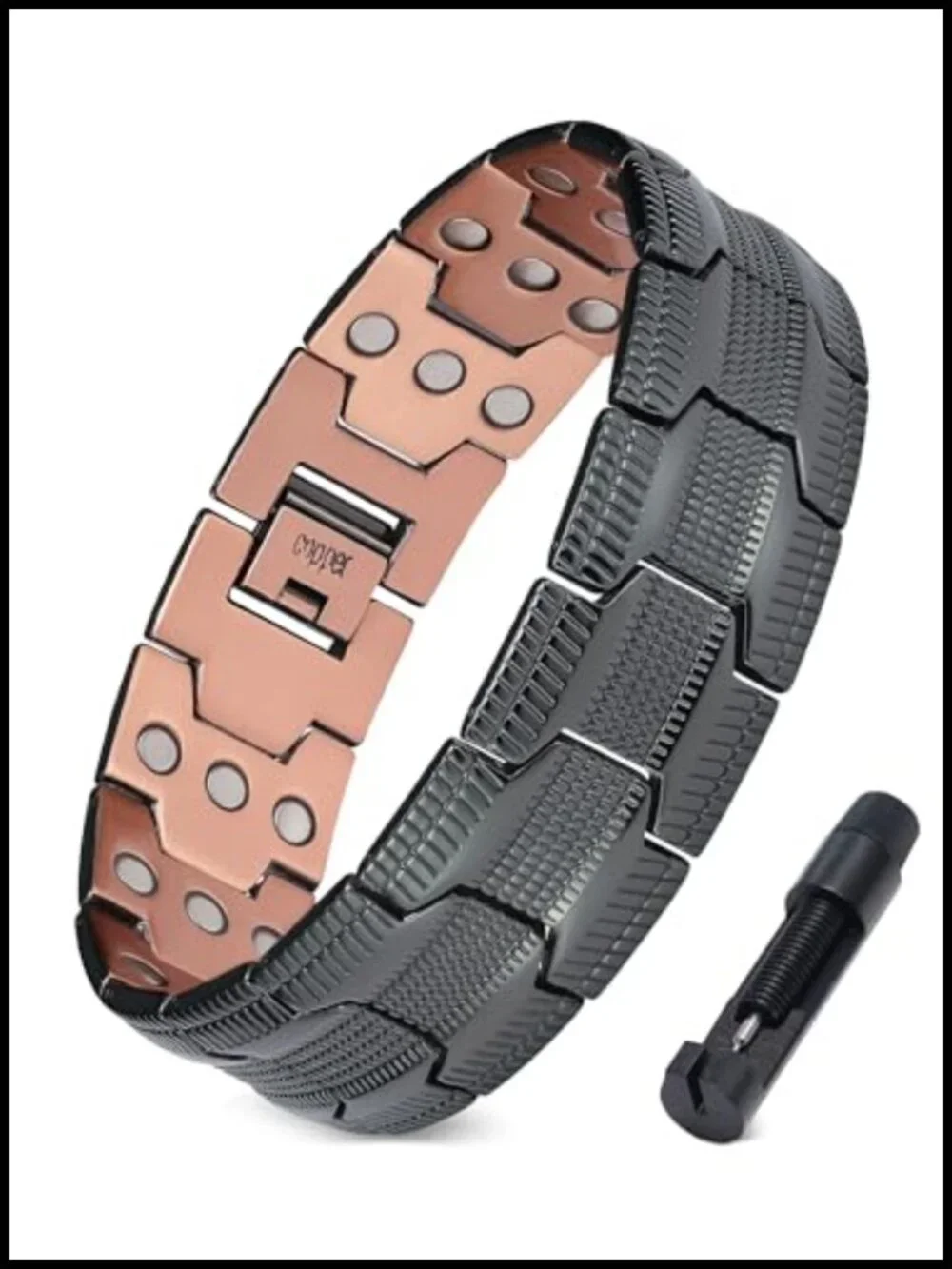 Pure Copper Magnetic Bracelet for Men with Adjustable Sizing Tool